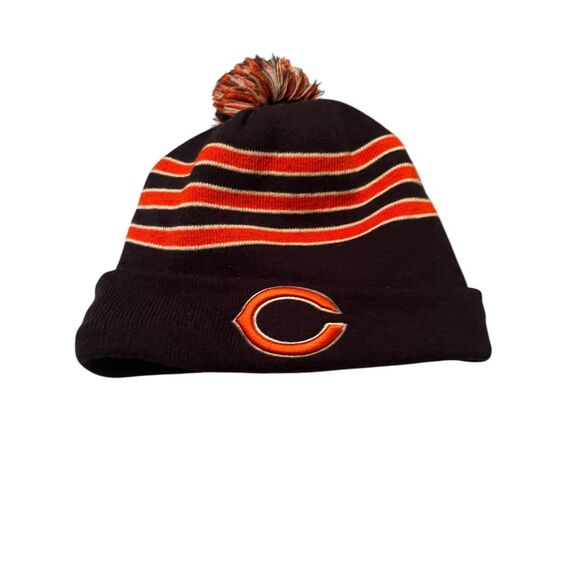 New Era Mens NFL Chicago Bears Fan Gear Pompom Beanie Hat Navy Orange One Size - Picture 1 of 3